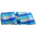 Reliant Ribbon Reliant Ribbon 93638W-001-10F 4 in. 10 Yards Dupioni Blues Plaid Wired Edge Ribbon; Multi 93638W-001-10F